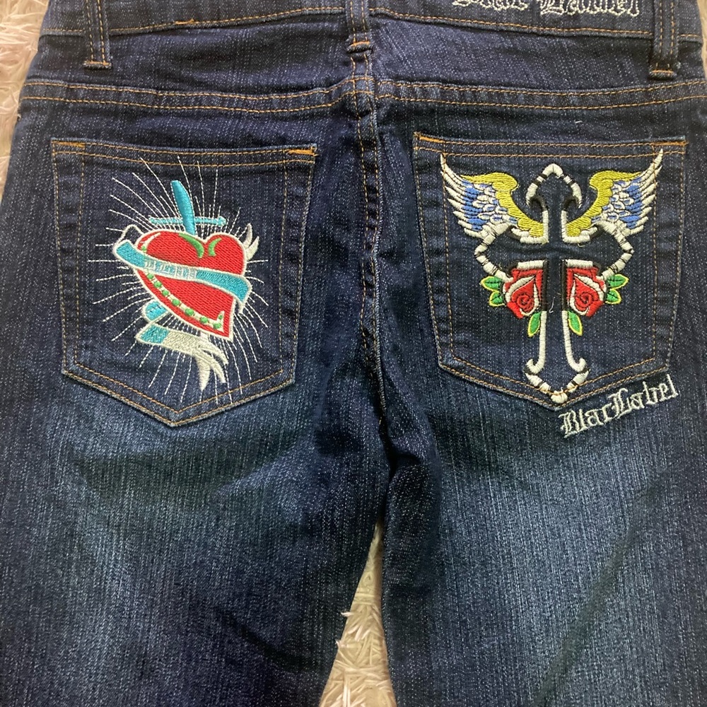 Black Label premium denim goods female jeans religious embroidery embroidered